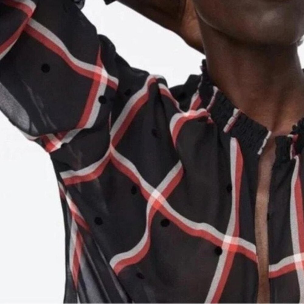 Host Pick! ❤️ Zara Sheer Plaid Blouse